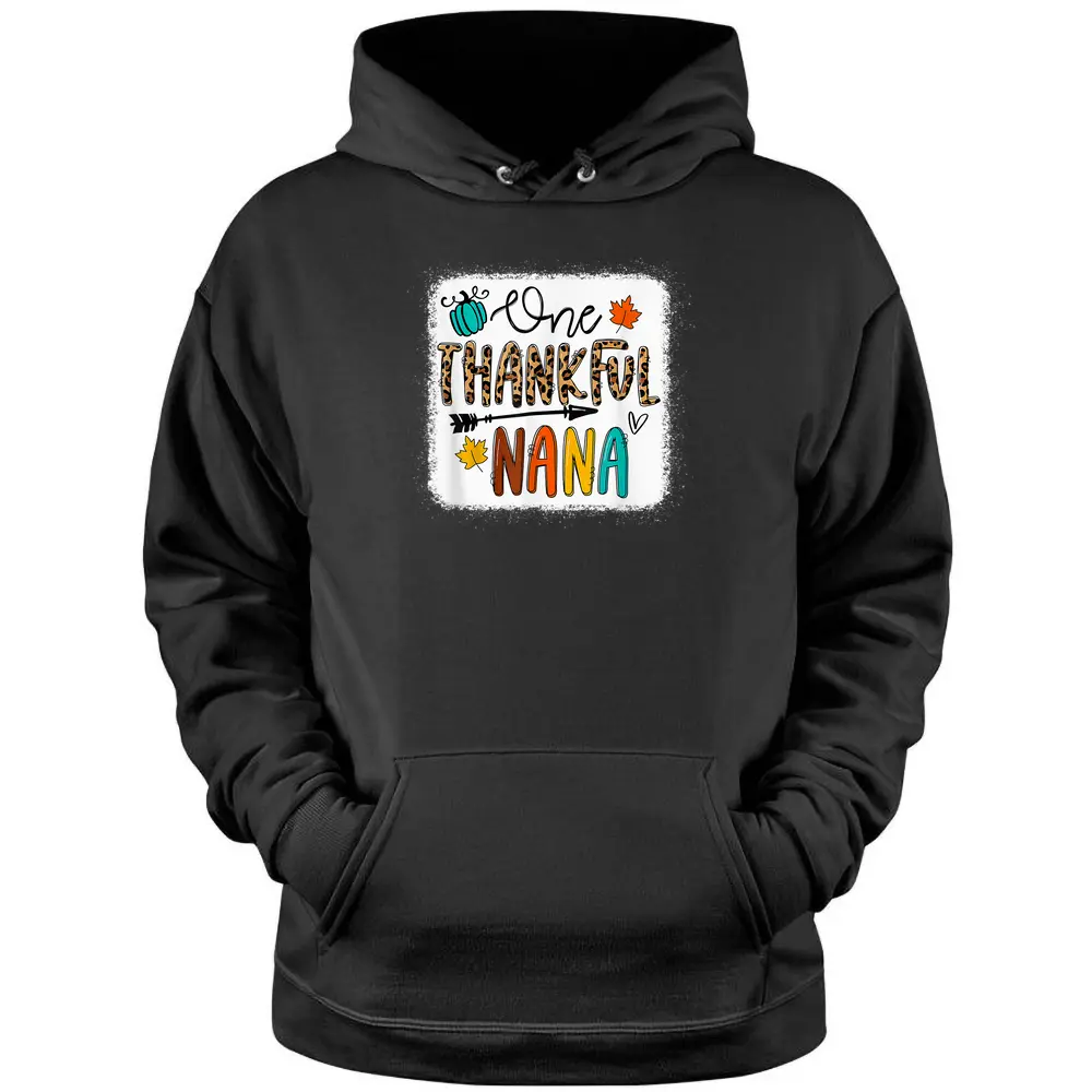 Leopard One Thankful Nana Blessed Nana Fall Thanksgiving Pullover Hoodie