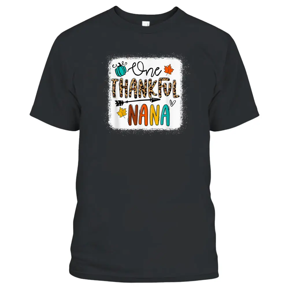 Leopard One Thankful Nana Blessed Nana Fall Thanksgiving T-Shirt