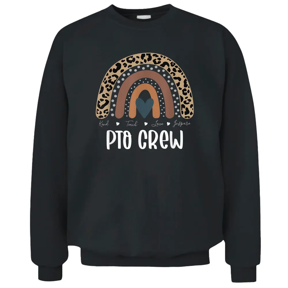 Leopard Rainbow Teacher Student Parent PTO Crew Pullover Sweatshirt