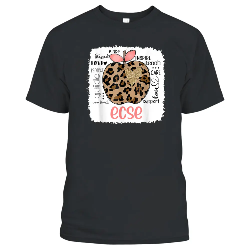 Leopard Teacher It Last Day Of School ECSE T-Shirt