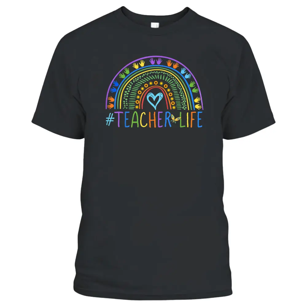 Little Hands Teacher Life Colorful Rainbow - Teachers T-Shirt