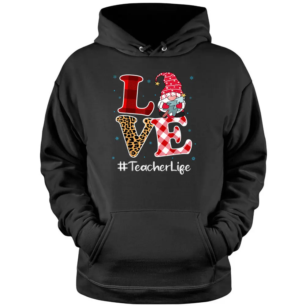 Love Teacher Gnome Christmas Matching Pajamas Women Pullover Hoodie