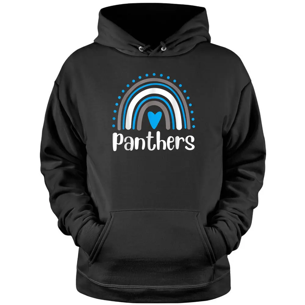 Panthers Teacher  Blue Rainbow Heart Pullover Hoodie