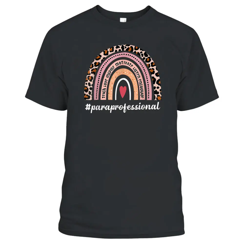 Paraprofessional Life Boho Leopard Rainbow Back To School T-Shirt