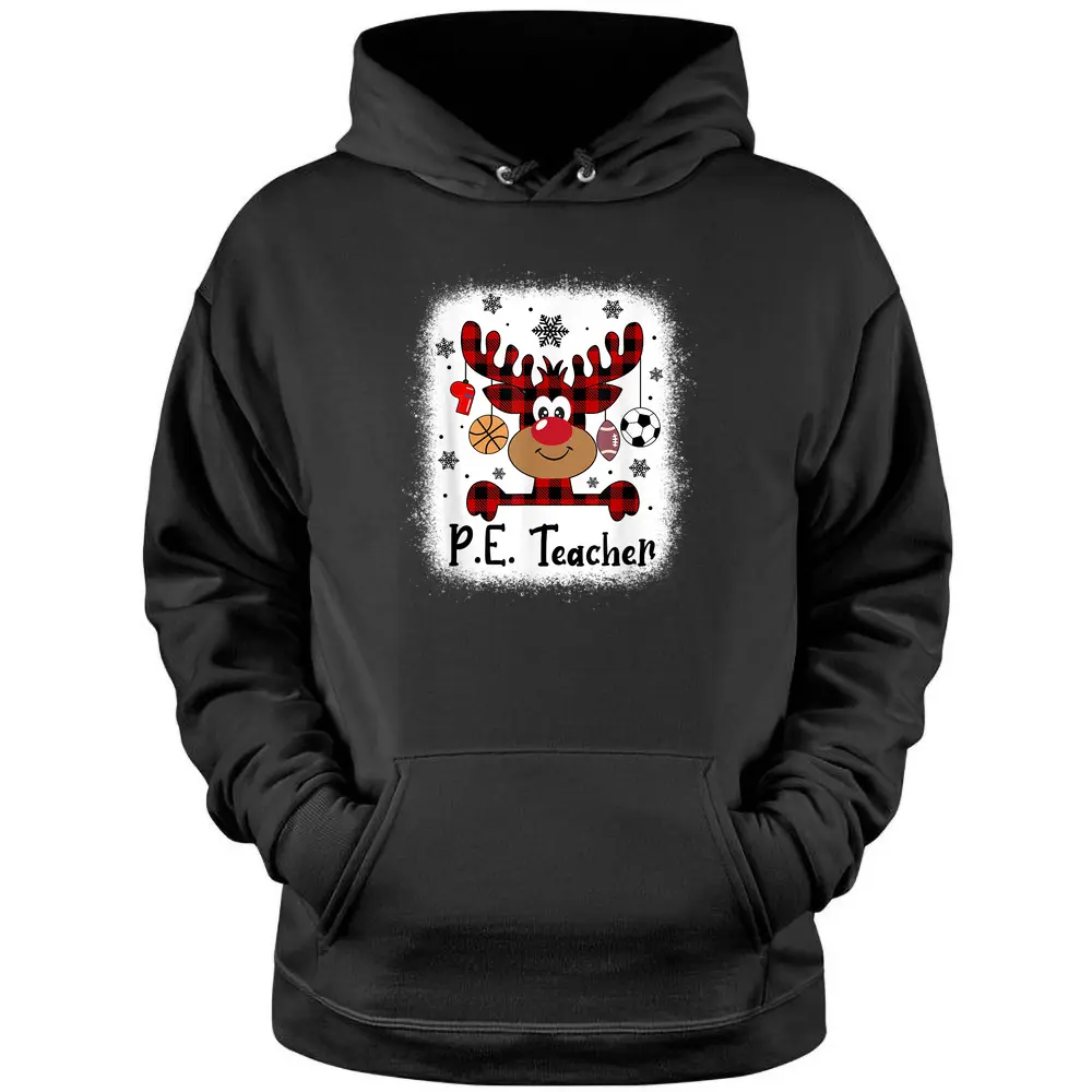 PbE7 PE Teacher Reindeer Christmas Merry Xmas PE Teacher Pullover Hoodie