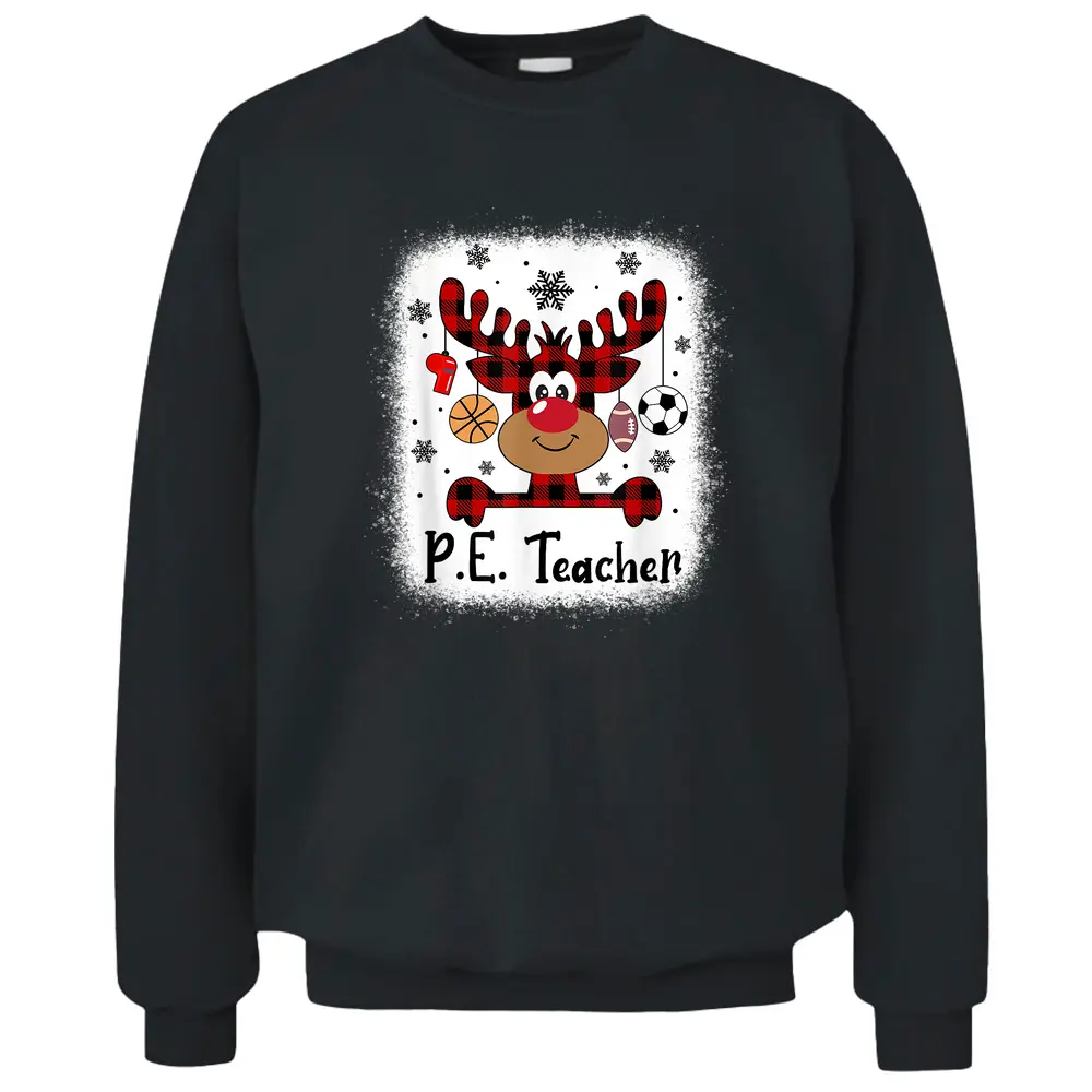 PbE7 PE Teacher Reindeer Christmas Merry Xmas PE Teacher Pullover Sweatshirt