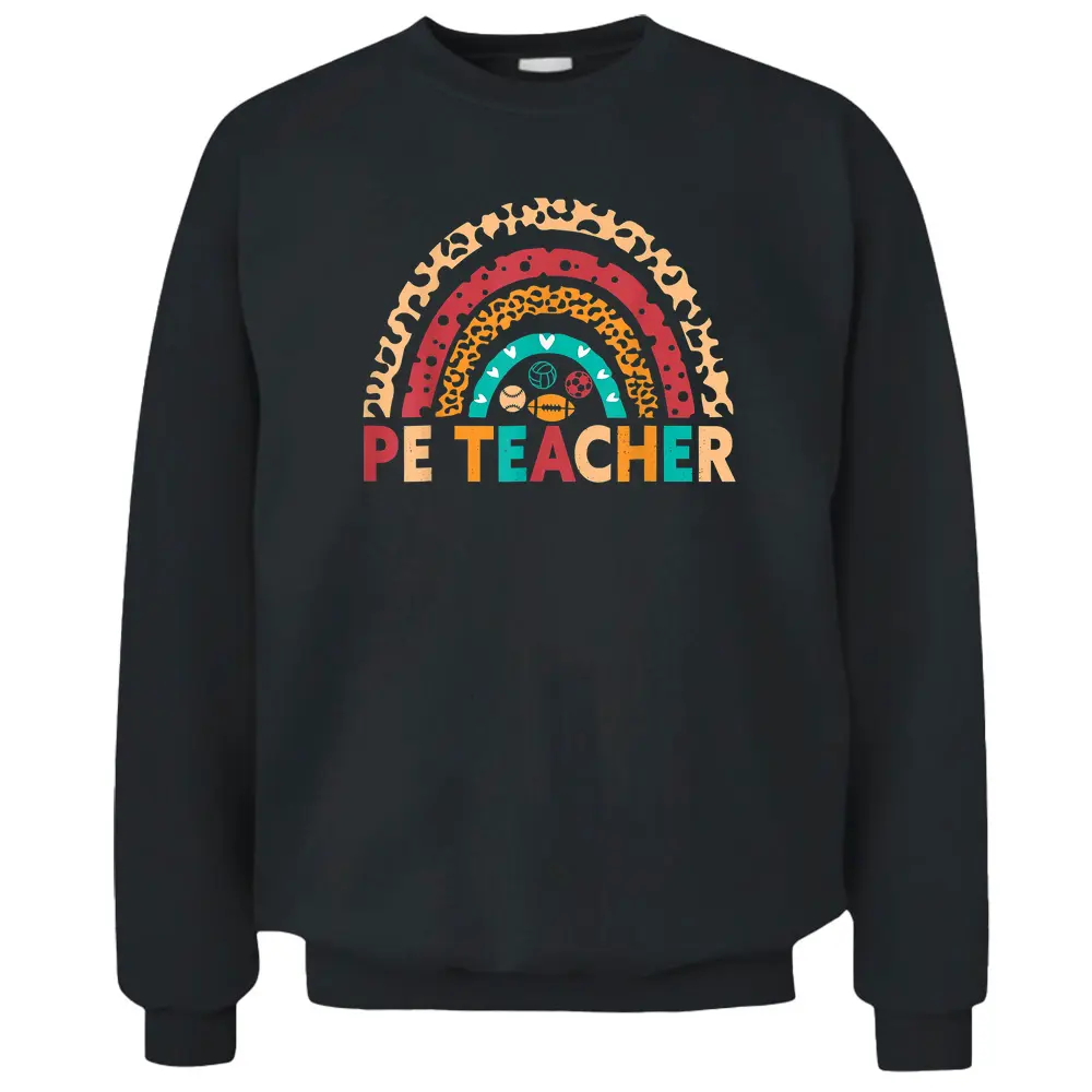 PE Teacher Vintage Rainbow Physical Education Teacher Pullover Sweatshirt