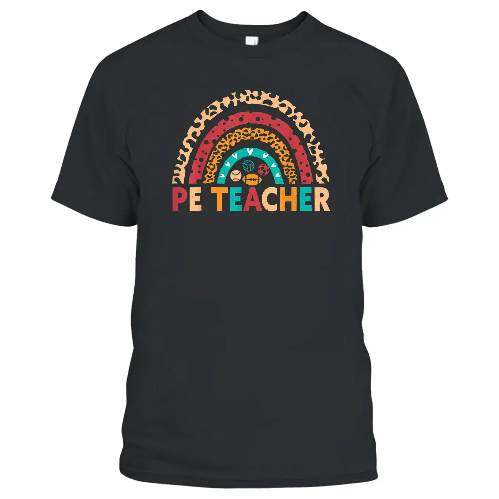 PE Teacher Vintage Rainbow Physical Education Teacher T-Shirt