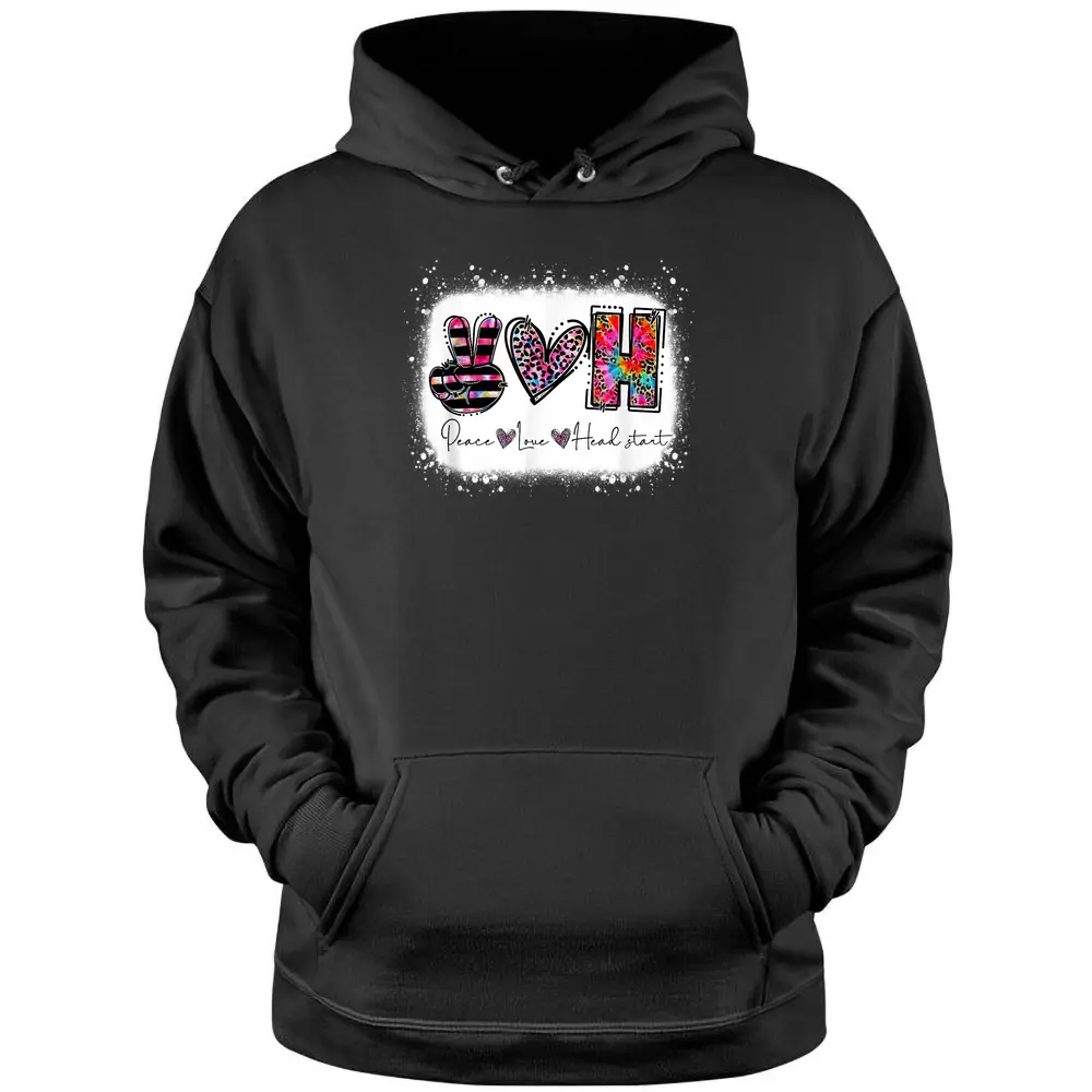 Peace Love Head Start Back To School Leopard Kids Teacher Pullover Hoodie