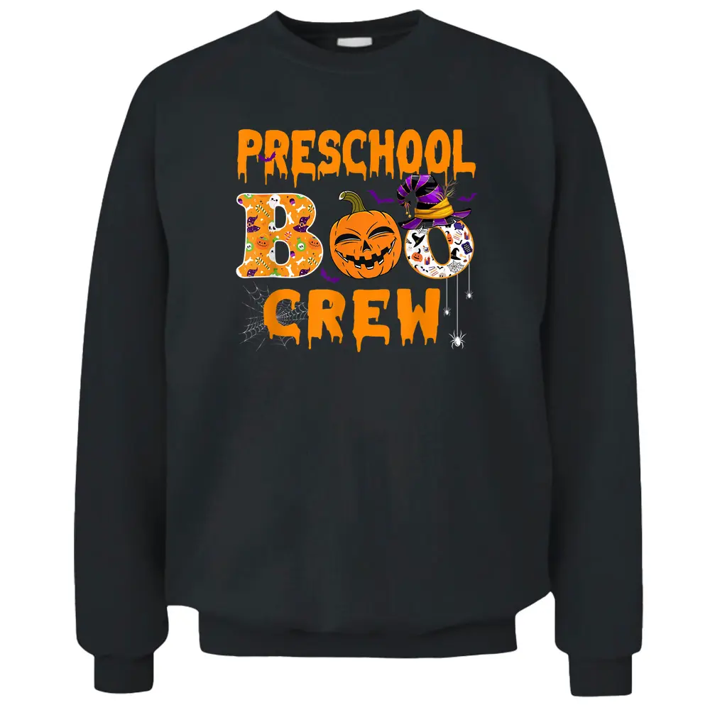 Preschool Boo Crew Teacher Witch Hat Fall Halloween Costume Pullover Sweatshirt