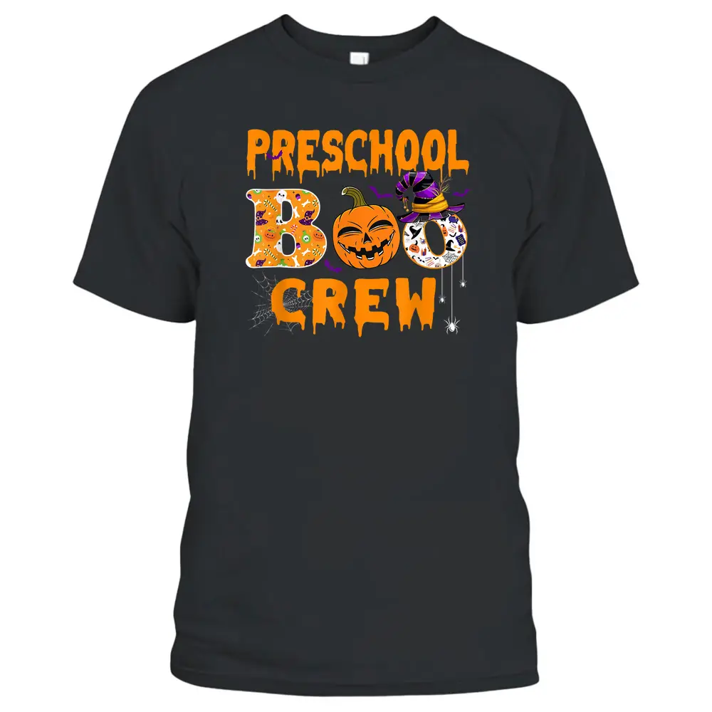 Preschool Boo Crew Teacher Witch Hat Fall Halloween Costume T-Shirt