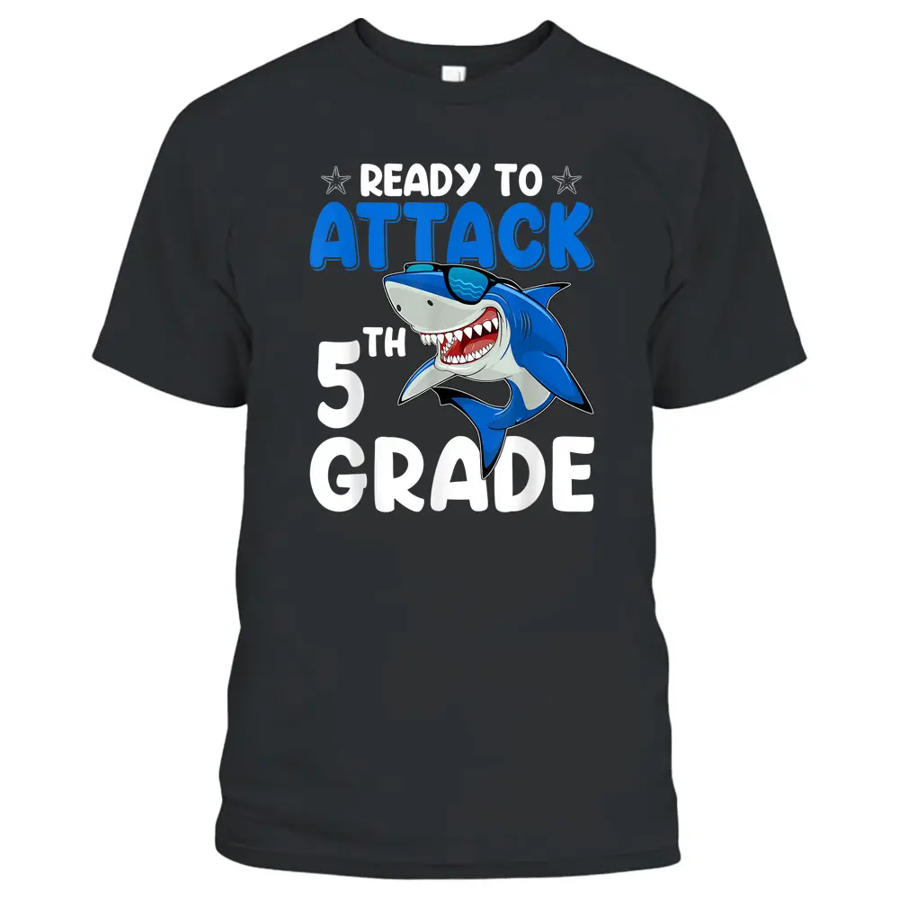 Ready To Attack 5th Grade Shark Fifth Grade Teacher Student T-Shirt