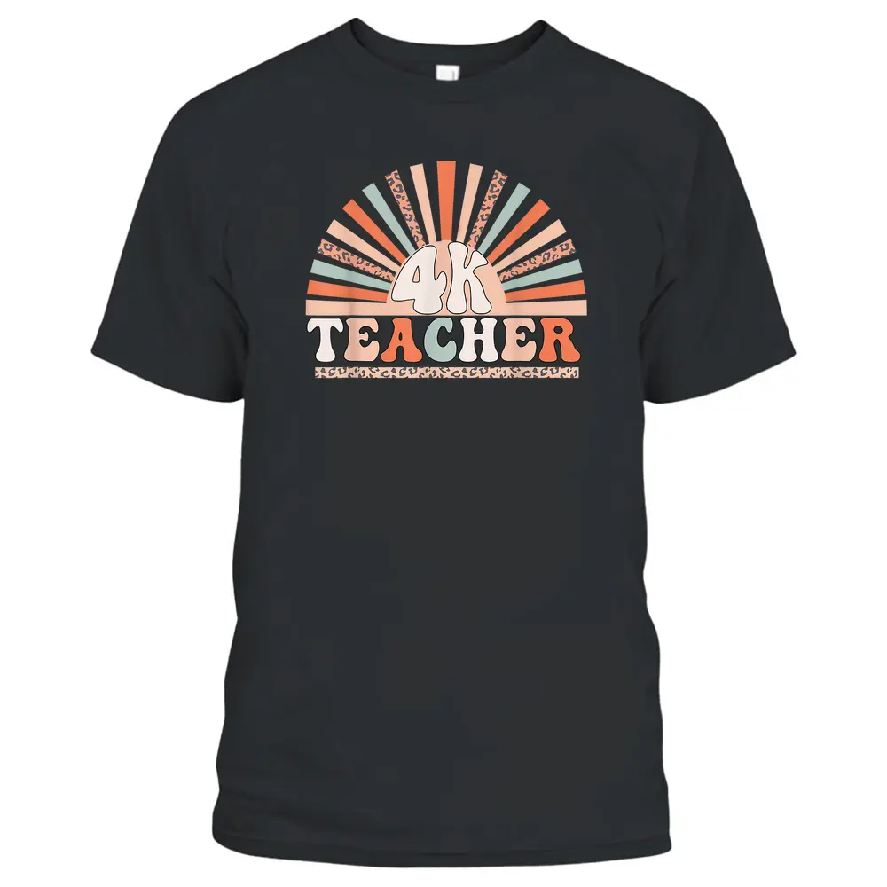 Retro 4k Teacher Kindergarten Back To School Pre-K Teacher T-Shirt