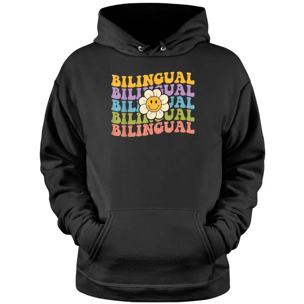 Retro Groovy Bilingual Teachers Back To School Bilingual Pullover Hoodie