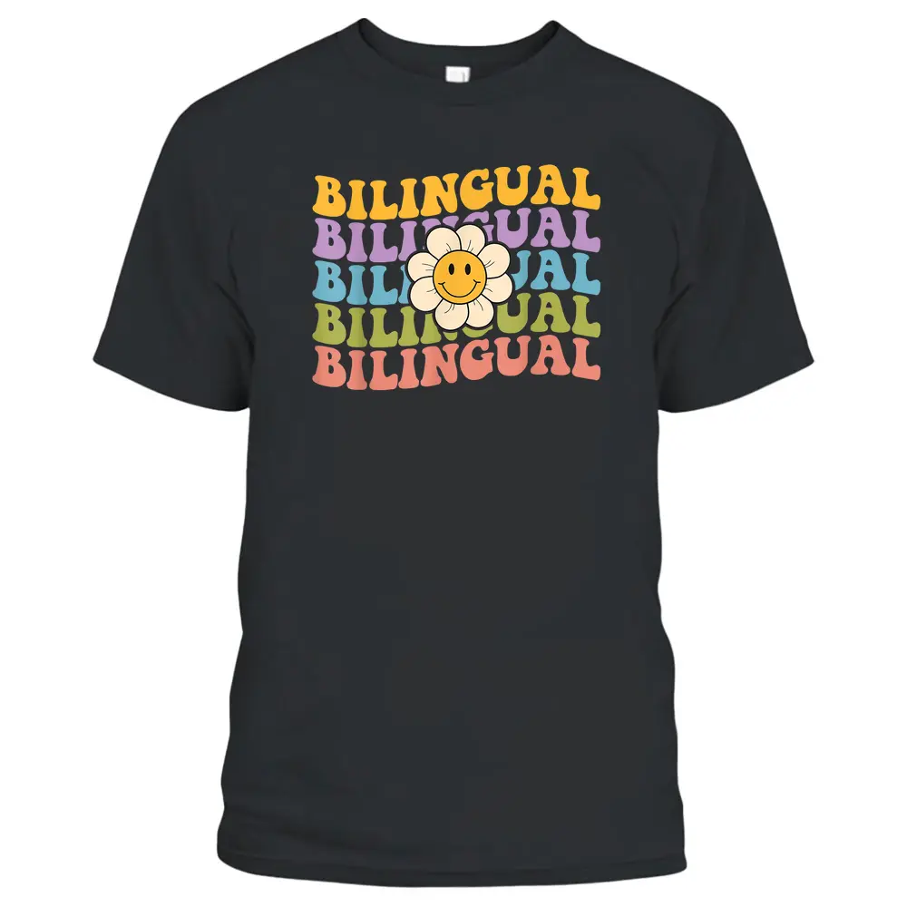 Retro Groovy Bilingual Teachers Back To School Bilingual T-Shirt