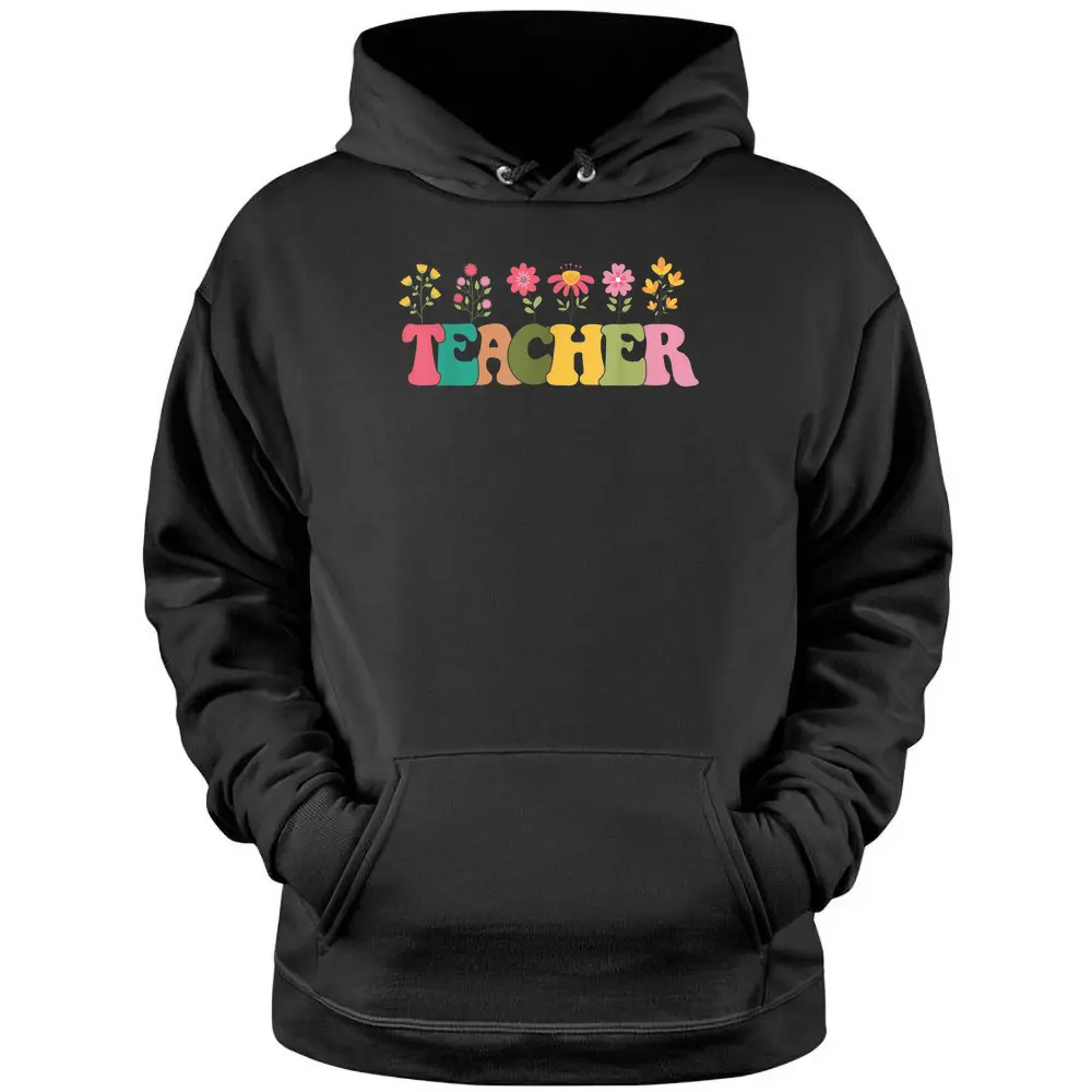 Retro Groovy Flower Teacher Men Women Pullover Hoodie