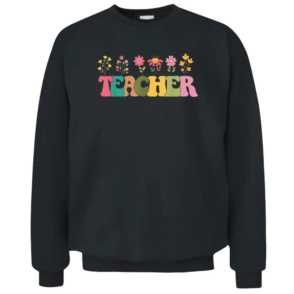 Retro Groovy Flower Teacher Men Women Pullover Sweatshirt