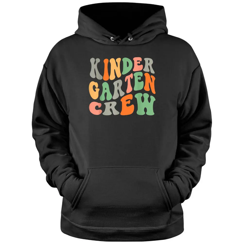 Retro Groovy Kindergarten Crew Kinder Squad Teacher Kid Girl Pullover Hoodie