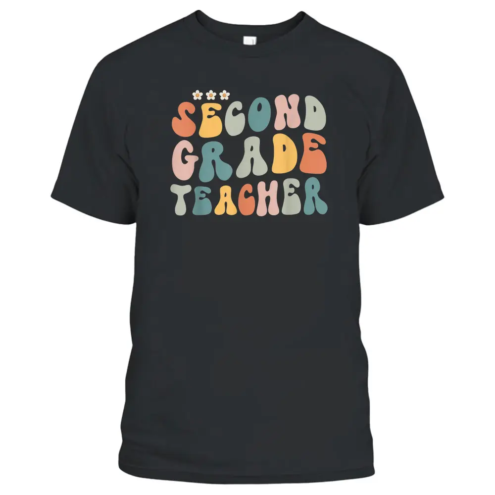 Retro Groovy Second Grade Teacher First Day Of Back To T-Shirt