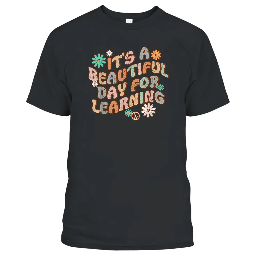 Retro It's A Beautiful Day For Learning Teacher Smiley T-Shirt