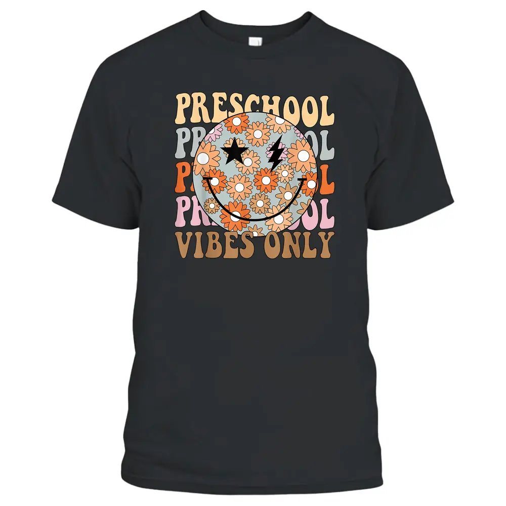 Retro Preschool Vibes Only Back To School Teacher Student T-Shirt