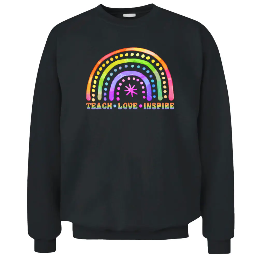 Retro Rainbow Teach Love Inspire Back To School Teachers Pullover Sweatshirt