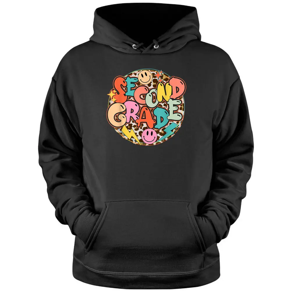 Retro Second Grade Leopard Back To School 2nd Grade Teacher Pullover Hoodie