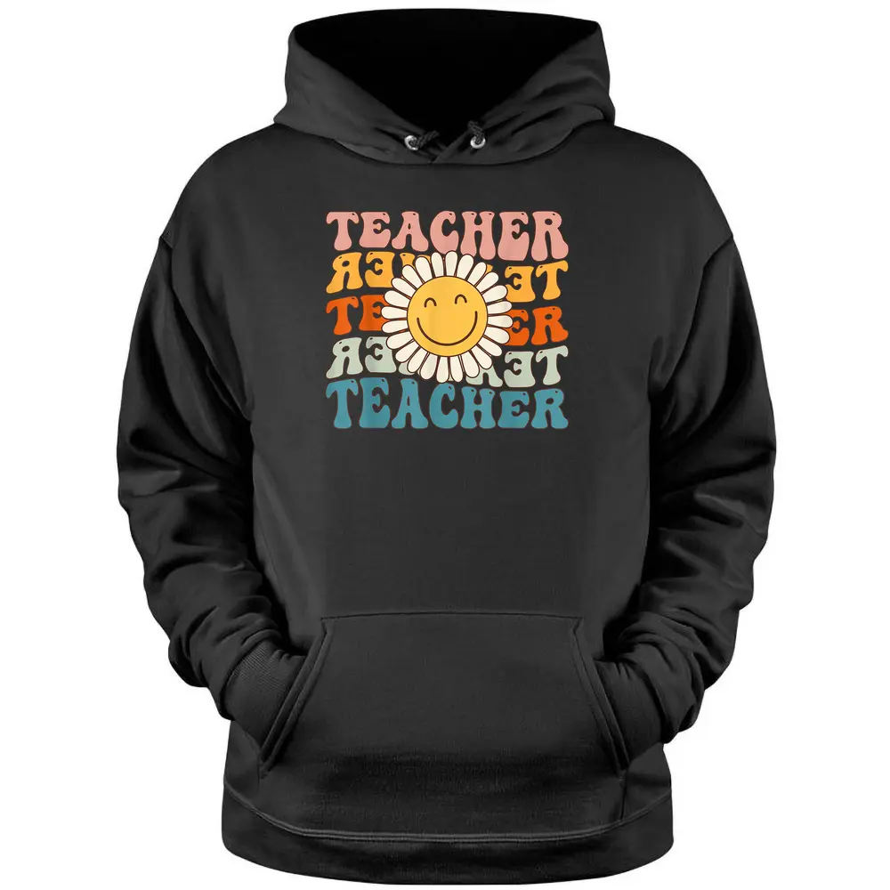 Retro Teacher Daisy Colorful - Elementary School Teacher Pullover Hoodie