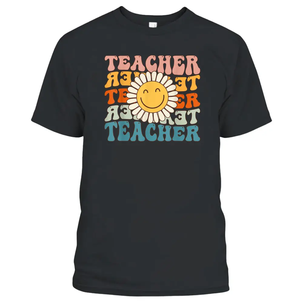 Retro Teacher Daisy Colorful - Elementary School Teacher T-Shirt