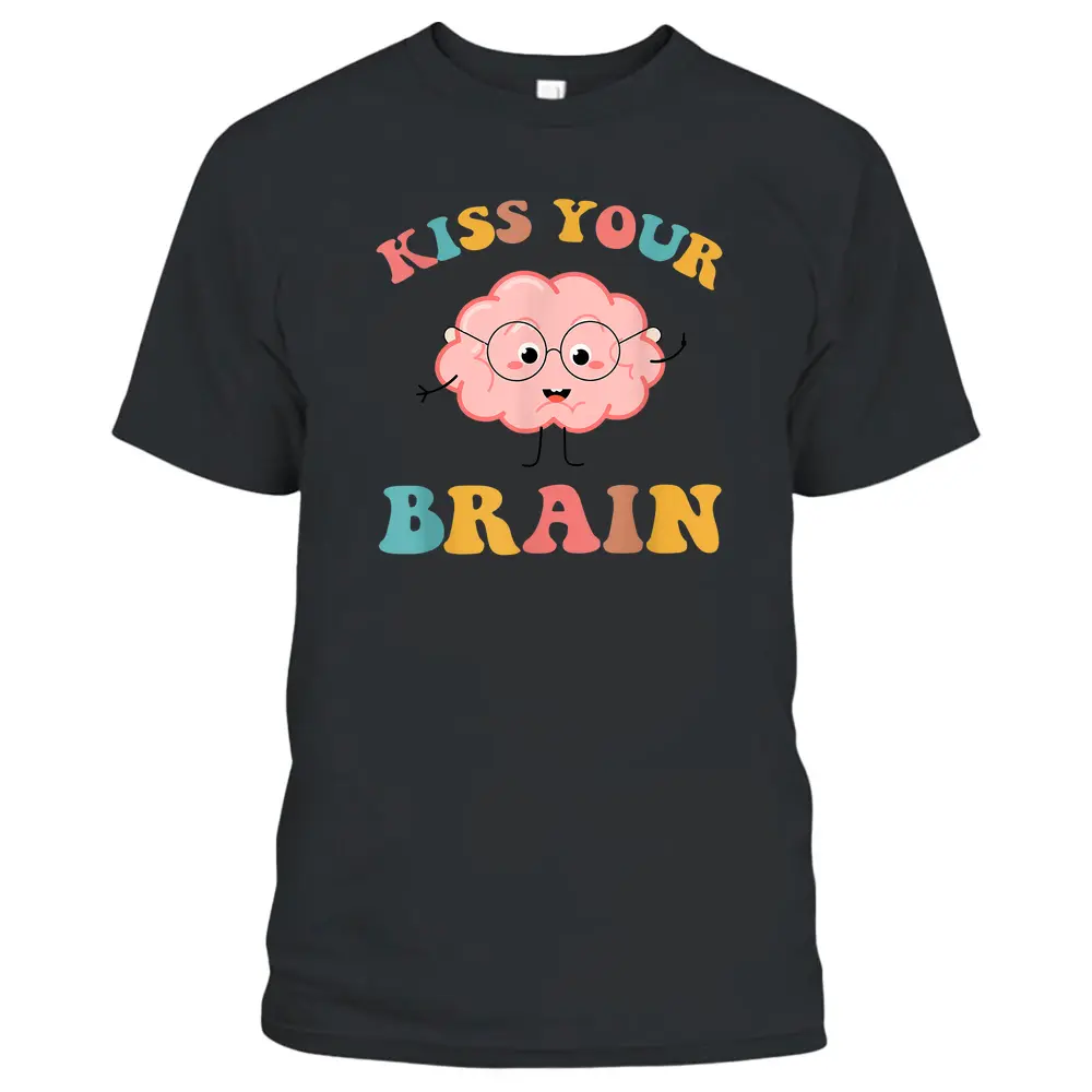 Retro Teacher Kiss Your Brain Cute Funny Gift Back To School T-Shirt