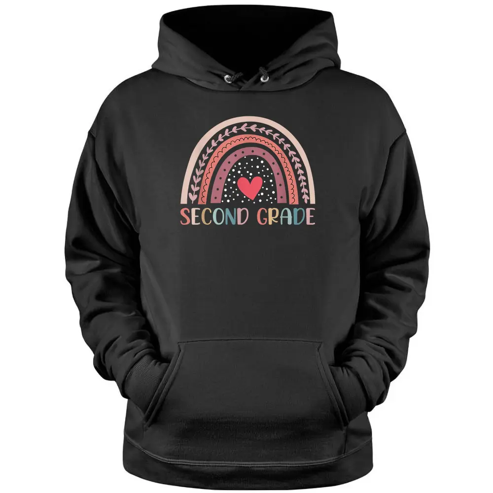 Second Grade Teacher And Student Boho Rainbow Back To School Pullover Hoodie