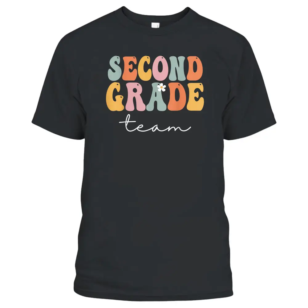 Second Grade Team Retro Groovy Vintage First Day Of School T-Shirt