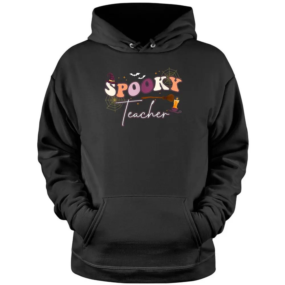 Spooky Teacher Cute Groovy Hippie Spooky Halloween Mom Women Pullover Hoodie