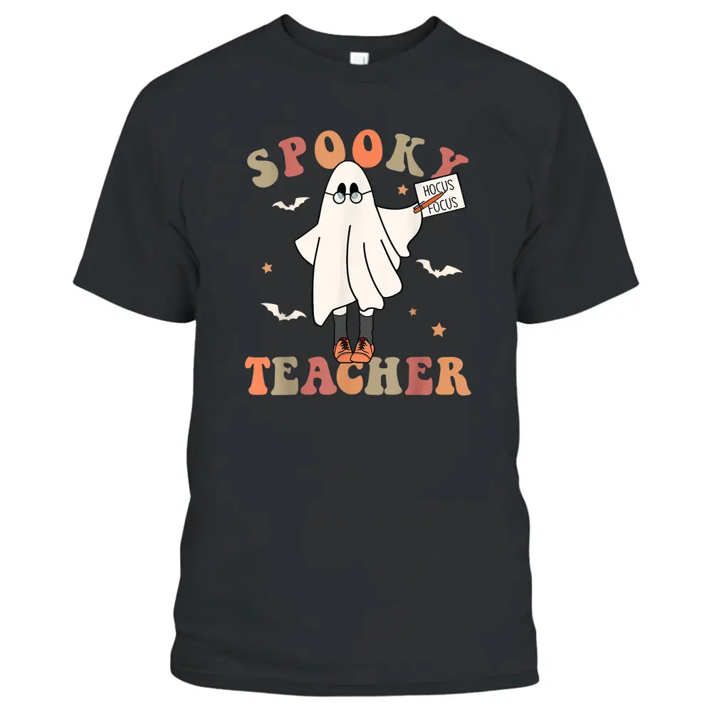 Spooky Teacher Retro Halloween Trick Or Treat Scary Ghost T-Shirt