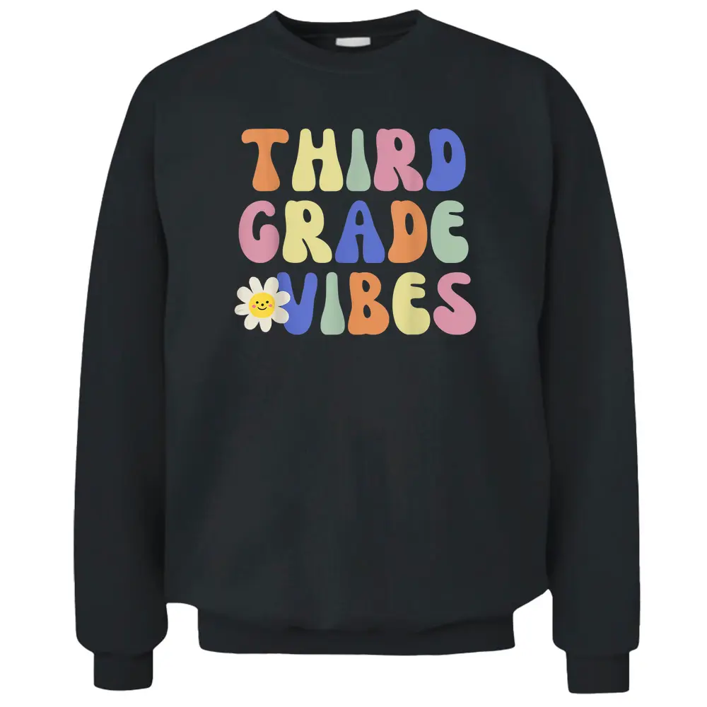 Student Teacher Vintage Retro Third Grade Vibes Pullover Sweatshirt