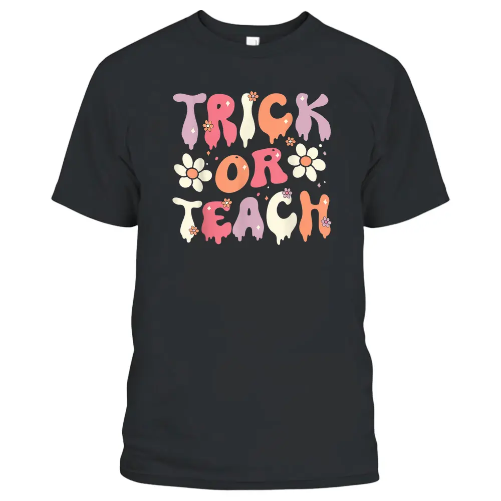 Teacher Halloween Costume Trick Or Teach Ghost Groovy 70s T-Shirt