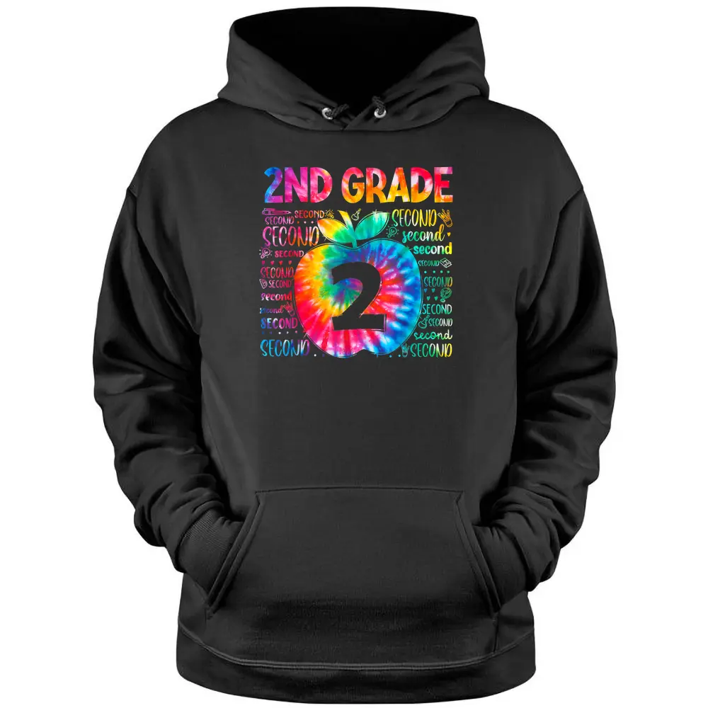 Team 2nd Grade Typography Tie Dye Back To School Teacher Pullover Hoodie