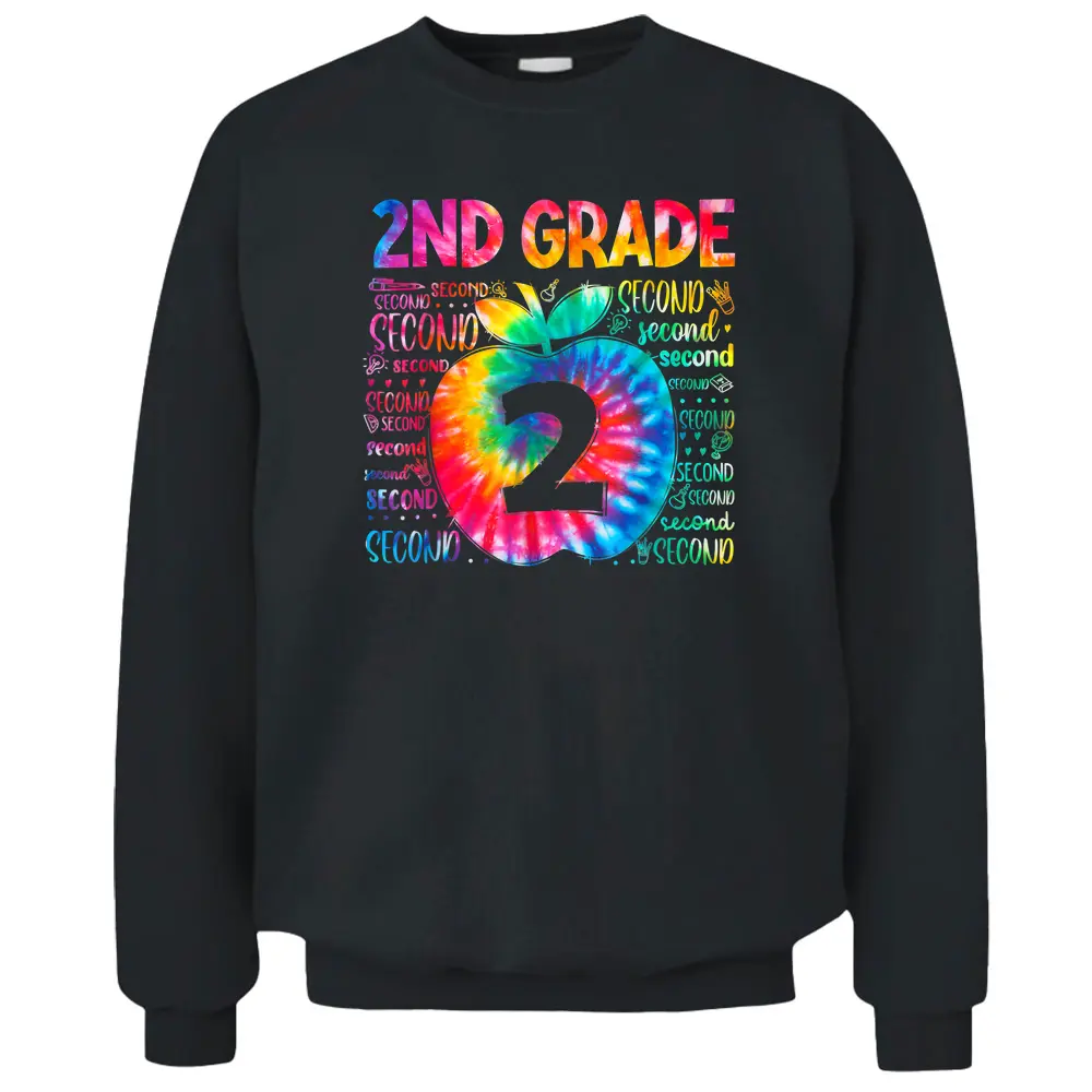 Team 2nd Grade Typography Tie Dye Back To School Teacher Pullover Sweatshirt