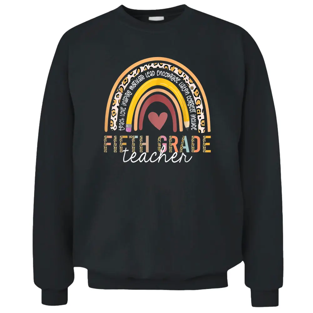 Team Fifth Grade Teacher Squad Rainbow Funny 5th Grade Pullover Sweatshirt