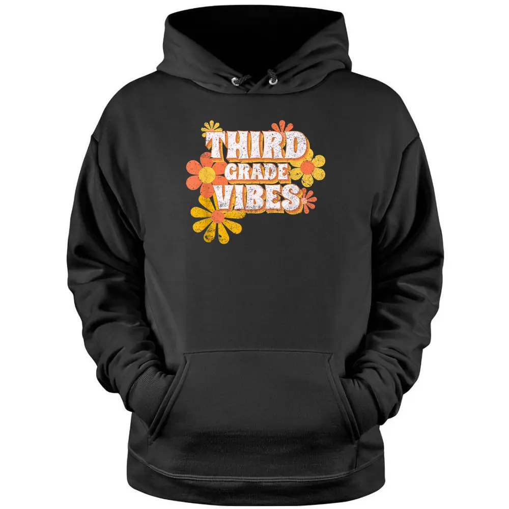 Third Grade Vibes Vintage Retro 3rd Grade Teacher Student Pullover Hoodie