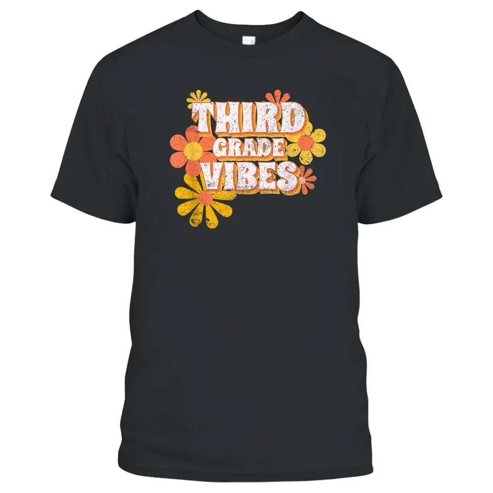 Third Grade Vibes Vintage Retro 3rd Grade Teacher Student T-Shirt