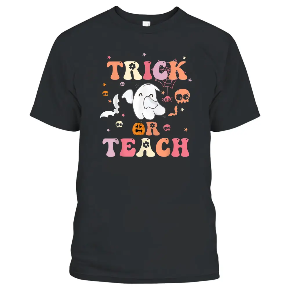 Trick Or Teach Groovy Teacher Halloween Costume T-Shirt