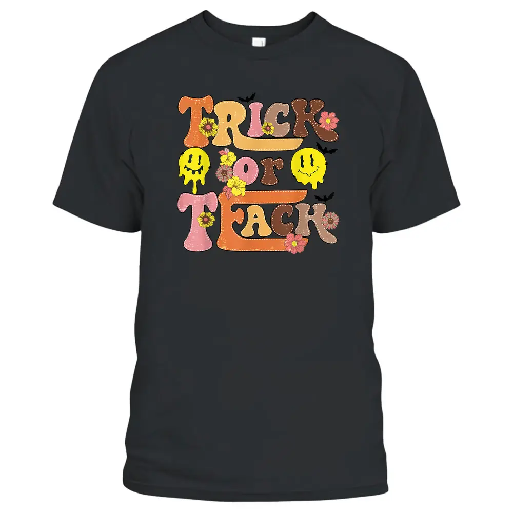 Trick Or Teach Spooky Teacher Halloween Teacher Day Retro T-Shirt