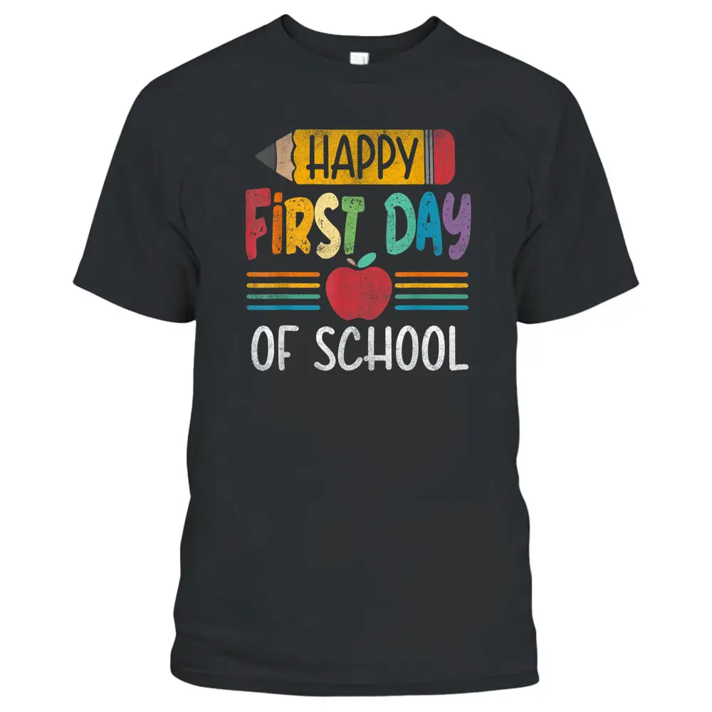 Vintage Pencil Happy First Day Of School Teacher T-Shirt