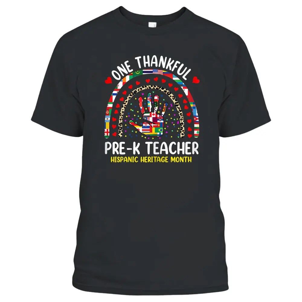 Womens Hispanic Heritage Month Pre K Teacher Rainbow World Nations T-Shirt