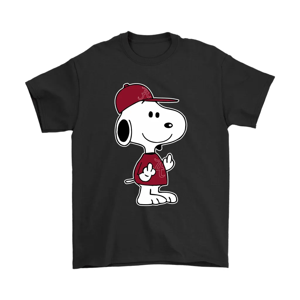 Alabama Crimson Tide Snoopy Double Middle Fingers Fck You Ncaa Unisex T-Shirt, Hoodie, Sweatshirt