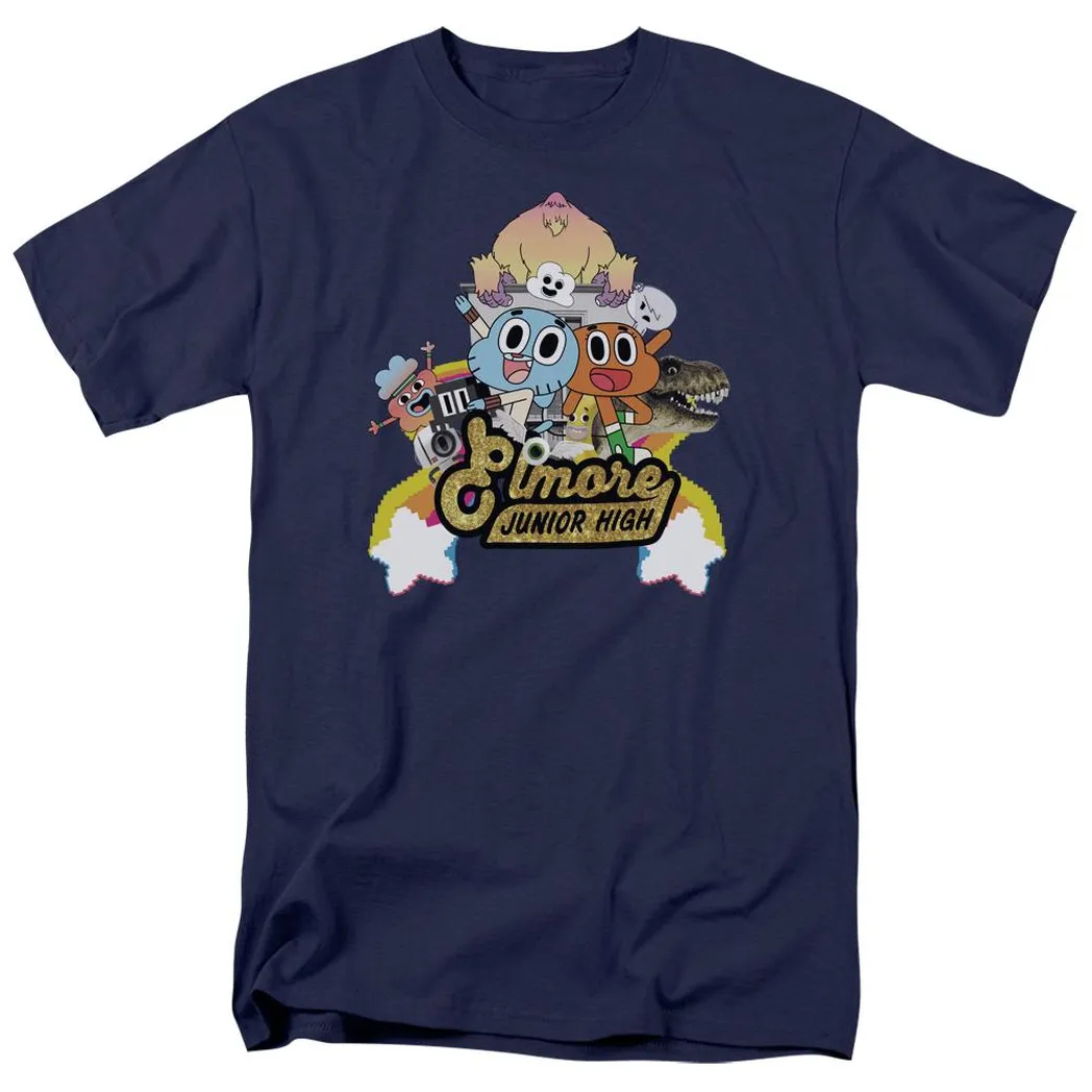 Amazing World of Gumball Elmore Junior High Mens T Shirt Navy Blue