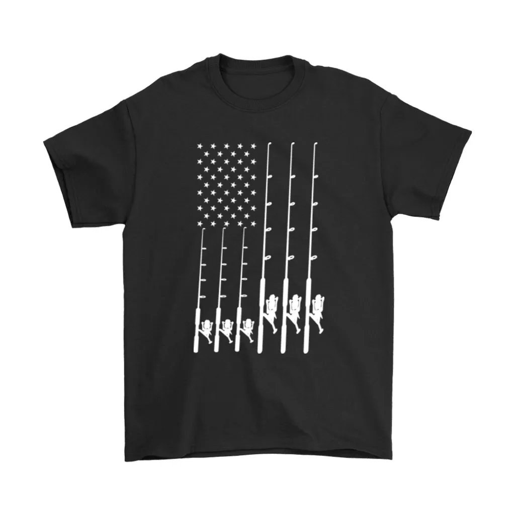 American Fishing American Flag Fishing Poles Unisex T-Shirt, Hoodie, Sweatshirt