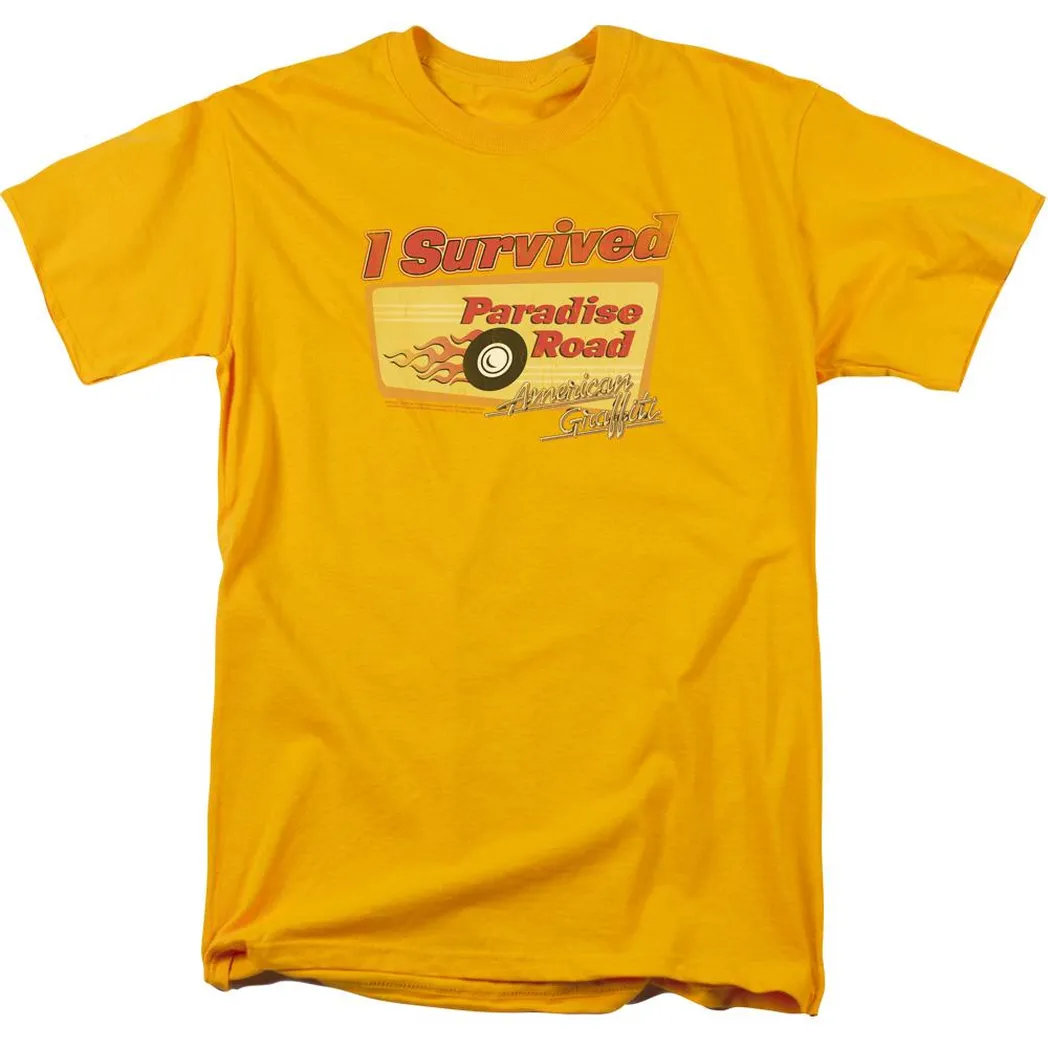 American Graffiti Paradise Road Mens T Shirt Gold