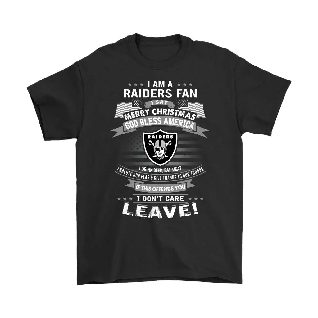 An Oakland Raiders Fan Merry Christmas God Bless America Unisex T-Shirt, Hoodie, Sweatshirt